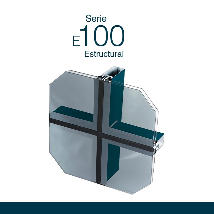 Serie-E100 Sistema de muro cortina estructural de gran facilidad de instalación y fabricación