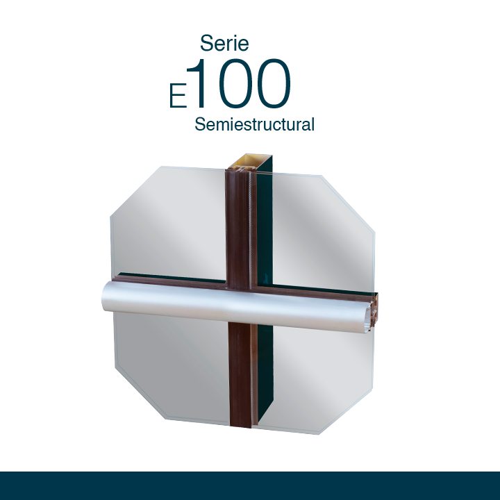 Serie-E100 Sistema de muro cortina semiestructural de gran facilidad de instalación y fabricación