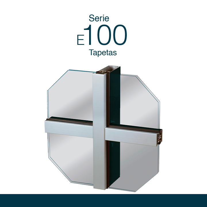 Serie-E100 Sistema de muro cortina de tapetas a 4 lados de gran facilidad de instalación y fabricación